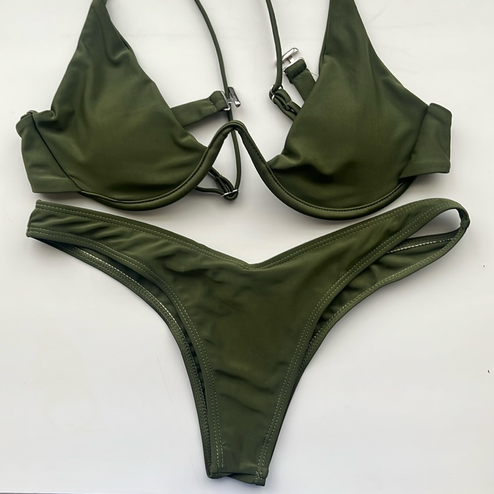 Olive Green Bikini Swimsuit Suit